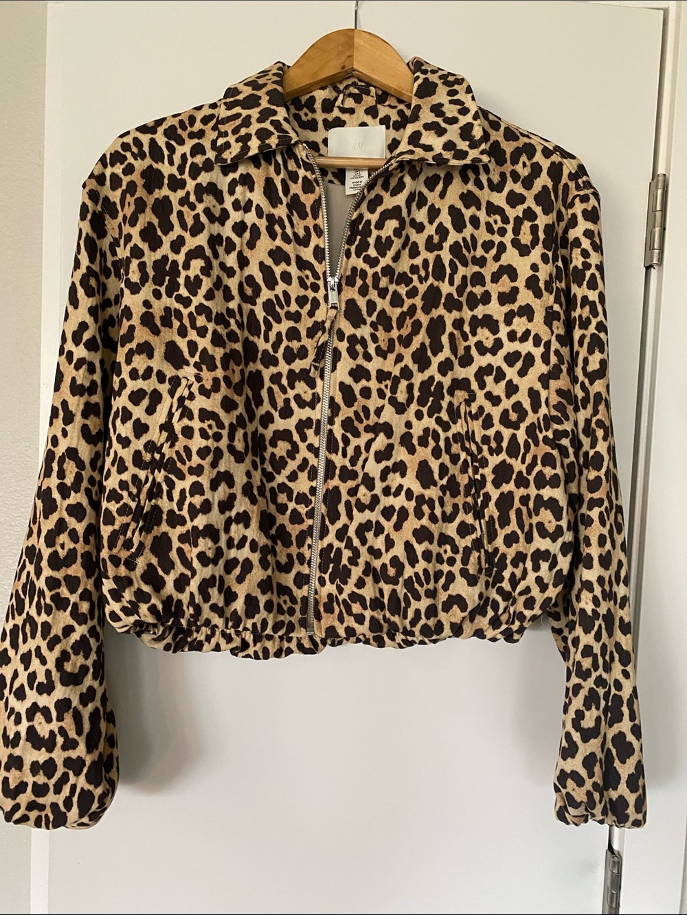 H&M Animal Leopard Print Soft Oversized Bomber Jacket Zara Mango NWOT Bloggers S